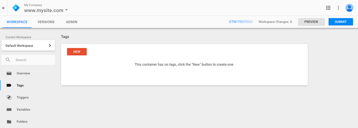 Google Tag Manager default workspace